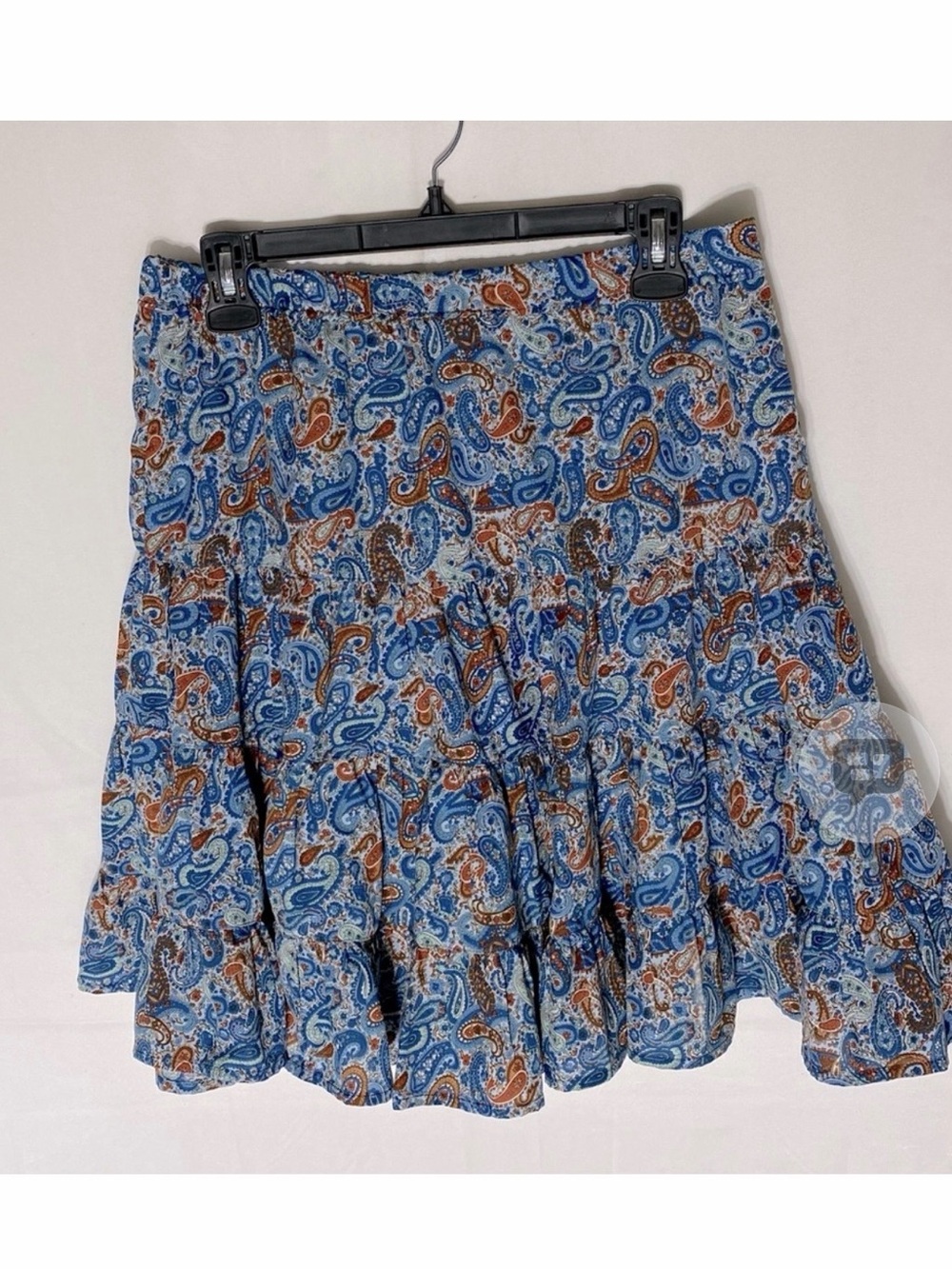 Blue Paisley Tiered Mini Skirt
